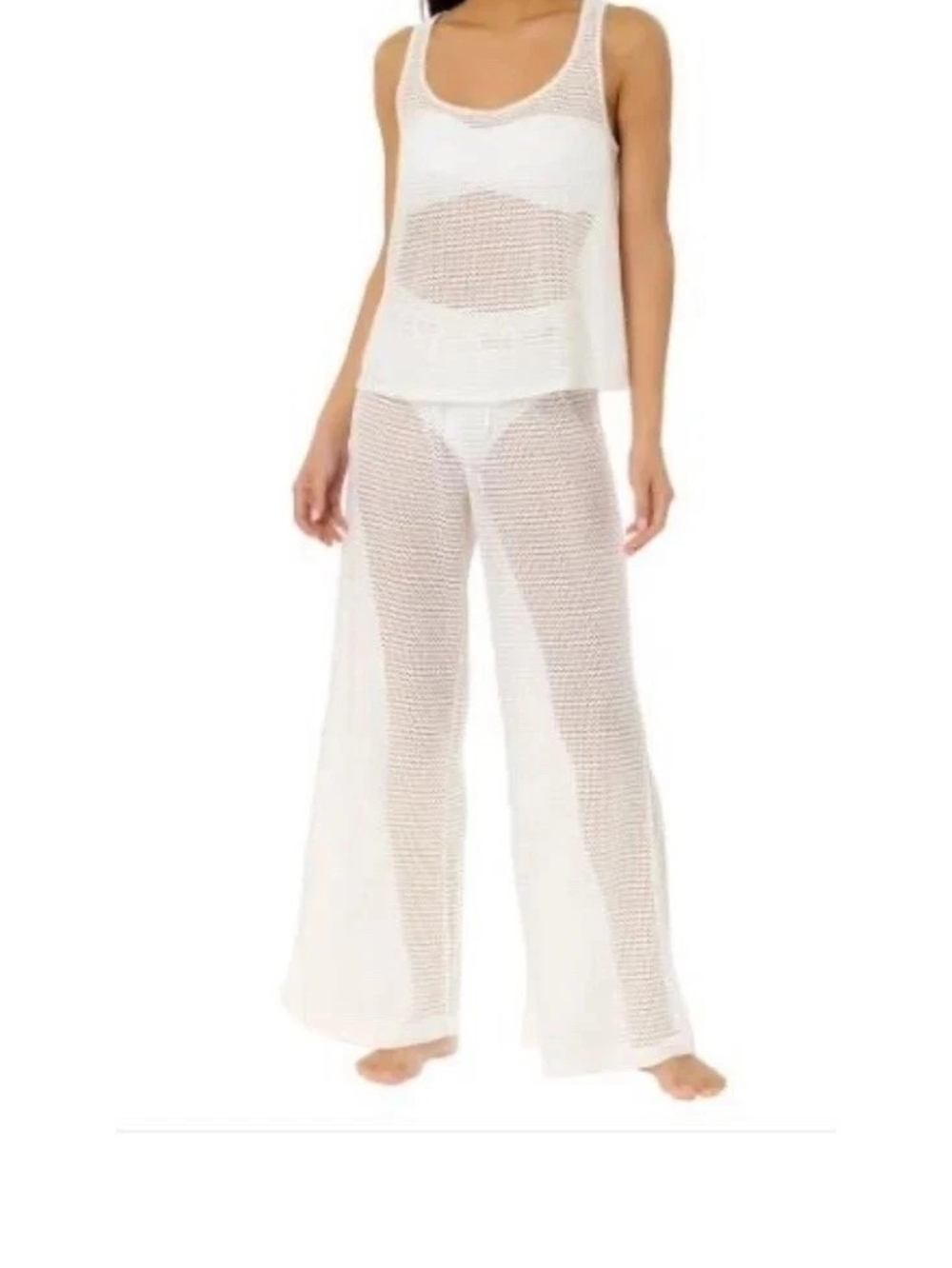 Hurley White Sheer Mesh Tank & Wide-Leg Coverup Set XL/XXL 14-18